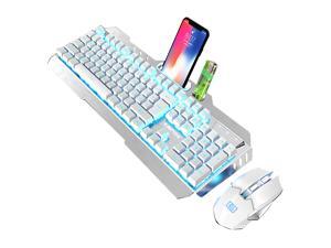 LIMEIDE K670 Wireless Gaming Keyboard and Mouse,Blue Backlit Rechargeable Keyboard Mouse with 3800mAh Battery Metal Panel,Mechanical Feel Keyboard and 7 Color Gaming Mute Mouse for PC Gamer White LIMEIDE K670 Wireless Gaming Keyboard and Mouse,Blue Backlit Rechargeable Keyboard Mouse with 3800mAh Battery Metal Panel,Mechanical Feel Keyboard and 7 Color Gaming Mute Mouse for PC Gamer White