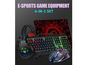 Gaming Keyboard Mouse And Gaming Headset And Mouse Pad Combination, Led Rainbow Backlight, Lighting Effect Usb Cable, All-In-One Pc Game Player Suit, Suitable For PC, Tablet, Mobile Phone Gaming Keyboard Mouse And Gaming Headset And Mouse Pad Combination, Led Rainbow Backlight, Lighting Effect Usb Cable, All-In-One Pc Game Player Suit, Suitable For PC, Tablet, Mobile Phone