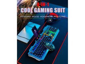 Iron Plate Backlit Wired Gaming Keyboard And Mouse Combo, With Led Gaming Headset Set, 50mm Speaker Driver Headset + Mouse Pad, Suitable For Pc Gamers, Computer Offices Iron Plate Backlit Wired Gaming Keyboard And Mouse Combo, With Led Gaming Headset Set, 50mm Speaker Driver Headset + Mouse Pad, Suitable For Pc Gamers, Computer Offices