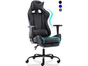 SMUGDESK Gaming Chair with Footrest Racing Style Ergonomic Office Desk Chair Adjustable Swivel Leather High Back Computer Chair with Headrest and Lumbar Support (Black) SMUGDESK Gaming Chair with Footrest Racing Style Ergonomic Office Desk Chair Adjustable Swivel Leather High Back Computer Chair with Headrest and Lumbar Support (Black)