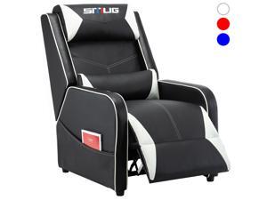 Gaming Recliner Chair Racing Style Single PU Leather Sofa Comfortable Living Room Recliners Ergonomic Adjustable Home Theater Seating - White Gaming Recliner Chair Racing Style Single PU Leather Sofa Comfortable Living Room Recliners Ergonomic Adjustable Home Theater Seating - White
