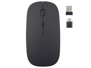 2.4G Wireless Mouse for Laptop Computer Mouse with USB& Type C Receiver Ergonomic Computer Mouse for Laptop/Mac/PC/iPad/Desktop with Windows/Mac/Linux/OS System, Black