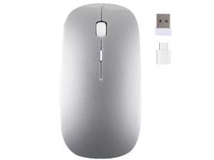 2.4G Wireless Mouse for Laptop Computer Mouse with USB& Type C Receiver Ergonomic Computer Mouse for Laptop/Mac/PC/iPad/Desktop with Windows/Mac/Linux/OS System, Silver