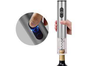 Wine Bottle Opener with Foil Wine Cutter, Electric Corkscrew, 4 AA Battery Operated Opener One Touch Operation and LED Indicator, Compact & Portable Perfect for Travel, Silver