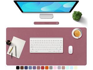 TOWWI PU Leather Desk Pad with Suede Base Multi-Color Non-Slip Mouse Pad 32u201d x 16u201d Waterproof Desk Writing Mat Large Desk Blotter Protector (Dark Pink)