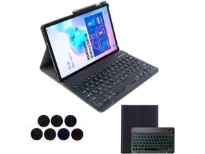 for Samsung Galaxy Tab S7 2020 T870 T875 Keyboard Leather Case 7 Color Backlit Slim PU Case Wireless Bluetooth Stand Removable Keyboard Shell Cover for SMT870 SM875 11 inch Black