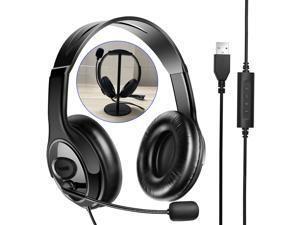 Computer Headset and Headphone Stand Holder,USB Headset with Microphone Noise Cancelling Mic Mute,Business PC Headset for Call Center,Skype Chat, Webinar,Conference Calls,Online Course Computer Headset and Headphone Stand Holder,USB Headset with Microphone Noise Cancelling Mic Mute,Business PC Headset for Call Center,Skype Chat, Webinar,Conference Calls,Online Course