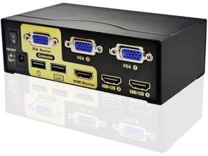 Dual Monitor Kvm Switch 2-Port HDMI+VGA-Dual Monitor Extended Display-Ir Remote Control-VGA+HDMI-Dual Video Monitor Keyboard Mouse Computer Switcher Dual Monitor Kvm Switch 2-Port HDMI+VGA-Dual Monitor Extended Display-Ir Remote Control-VGA+HDMI-Dual Video Monitor Keyboard Mouse Computer Switcher