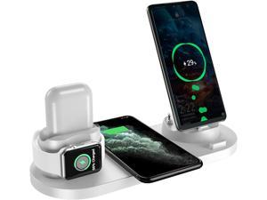 Charging Station for Multiple Devices, 6 in 1 Wireless Charging Stand for Apple Watch Airpods Pro iPhone 12/11/11 Pro Max/XS Samsung Galaxy S10/S9/S8/S7