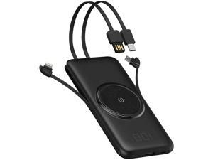 Portable Power Bank with Wireless Charging, 10000mAh Multiple Ports Output Built-in Charging Cable Phone Charger Compatible with iPhone, Samsung, iPad and More(Black) Portable Power Bank with Wireless Charging, 10000mAh Multiple Ports Output Built-in Charging Cable Phone Charger Compatible with iPhone, Samsung, iPad and More(Black)