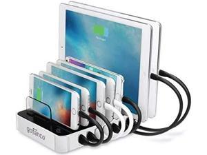 65W 7-Port USB Charging Station Organizer (White) simultaneously Charges Phones, Tablets and Wearable Devices - iPhone, iPad, Samsung Galaxy, LG, Nexus, HTC and Others