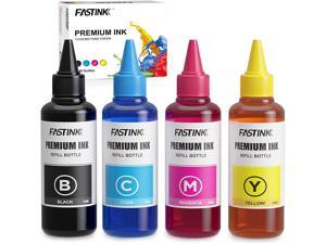 FASTINK Refill Ink Kit for HP / Canon 950 951 932 933 60 61 952 902 901 62 63 21 22 920 940 250 251 270 95 96 Ink Cartridges, 100ML x5 Bottles with Syringes (1 Black 1 Cyan 1 Magenta 1 Yellow)