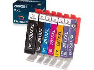 Drnoae Compatible Canon Ink 280 and 281 Cartridges Replacement for Canon TR8520 TR7520 TS8220 TR8500 TS9120 TR8520 TS6220 TR8620 TS6120 TS6320 TR7500 Ink Cartridges, 6 Pack