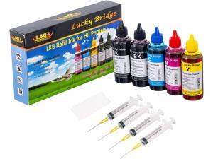 LKB Refill Ink Kit 6x100ml for HP 950 951 60 61 952 902 901 61 60 62 63 21 22 920 940 934 564 932 933 711 970 971 92 94 95 96 97 Cartridge or CIS CISS System 4 Color Set (600ml) -US