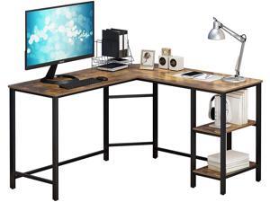 HOMEBI L-Shaped Gaming Computer Desk,Corner Table, Office Study Workstation with 2 Wooden Shelves for Home Office Study,Made of Wood and Metal,Easy to Assemble, Rustic Brown HOMEBI L-Shaped Gaming Computer Desk,Corner Table, Office Study Workstation with 2 Wooden Shelves for Home Office Study,Made of Wood and Metal,Easy to Assemble, Rustic Brown