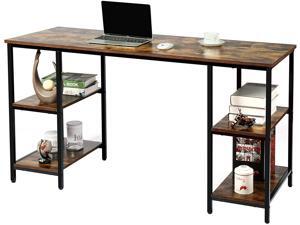 HOMEBI 55-Inch Gaming Computer Desk, Industrial Student Desk with 2 Storage Shelves on Both Sides, Multipurpose Home Office Workstation, Rustic Brown and Black HOMEBI 55-Inch Gaming Computer Desk, Industrial Student Desk with 2 Storage Shelves on Both Sides, Multipurpose Home Office Workstation, Rustic Brown and Black