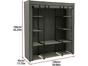 HOMEBI Closet Organizer Wardrobe Clothes Closet, Non-Woven Fabric Cloth Storage Shelf with Hanging Rod and 10 Shelves for Extra Storage, 59.05" W x 17.72" D x 65.4" H (Black) HOMEBI Closet Organizer Wardrobe Clothes Closet, Non-Woven Fabric Cloth Storage Shelf with Hanging Rod and 10 Shelves for Extra Storage, 59.05" W x 17.72" D x 65.4" H (Black)