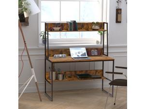 47 inch Computer Desk Office Writing Desk Workstation Desk Gaming Desk with Bookshelf Desktop Display Shelves Bottom Storage Shelves for Home Office Small Space 47 inch Computer Desk Office Writing Desk Workstation Desk Gaming Desk with Bookshelf Desktop Display Shelves Bottom Storage Shelves for Home Office Small Space