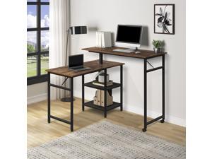 Home Office L Shaped Desk Rotating Standing Computer Desk Industrial 360 Degrees Free Rotating Corner Computer Desk Gaming Desk with Storage Shelf Brown Home Office L Shaped Desk Rotating Standing Computer Desk Industrial 360 Degrees Free Rotating Corner Computer Desk Gaming Desk with Storage Shelf Brown