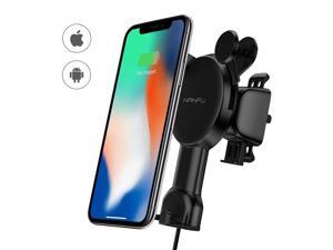 NANFU Smart Automatic Sensor Wireless Car Charger 2-IN-1 Qi Wireless Charger Car Phone Holder Mount Cell Phone Automobile Cradles Air Vent Phone Holder 7.5W & 10W Wireless Fast Charging Mount
