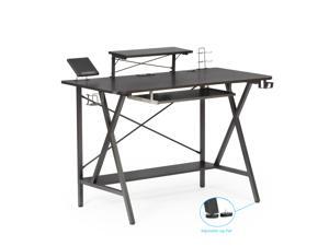 47" Gaming Desk Table E-Sports Computer Desk with PC Stand Shelf Keyboard stand Power Strip with USB Cup Holder & Headphone Hook Home Office Desk Gamer Desk Writing Table Carbon Fiber Coated Black 47" Gaming Desk Table E-Sports Computer Desk with PC Stand Shelf Keyboard stand Power Strip with USB Cup Holder & Headphone Hook Home Office Desk Gamer Desk Writing Table Carbon Fiber Coated Black