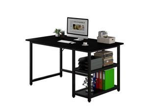 47" Modern Simple Style Home Office Computer Desk Study Desk Writing Desk with Reversible 2 Tiers Storage Shelves Black 47" Modern Simple Style Home Office Computer Desk Study Desk Writing Desk with Reversible 2 Tiers Storage Shelves Black