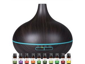 Gemdeck Ultrasonic Humidifiers with 10 Essential Oils Aromatherapy Diffuser  Essential Oil Sets 400ml Diffuser with 4 Timer  7 Ambient Light Settings Black