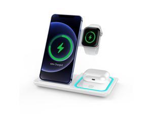 Gemdeck Wireless Charger Foldable 3 in 1 Charging Station Wireless Charger Stand White