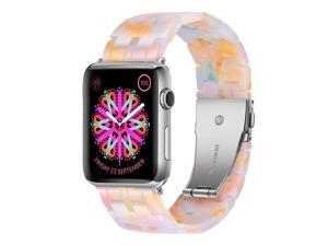 Gemdeck Light Apple Watch Band Fashion Resin iWatch Band Bracelet Compatible with Stainless Steel Buckle 38  40  41 mm Orange