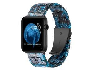 Gemdeck Light Apple Watch Band Fashion Resin iWatch Band Bracelet Compatible with Stainless Steel Buckle 42  44  45 mm Navy Blue