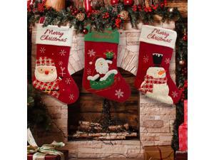 Gemdeck 3pcs Christmas Stocking Xmas Sock Sack Gift Bag Candy Pouch Bag Decoration