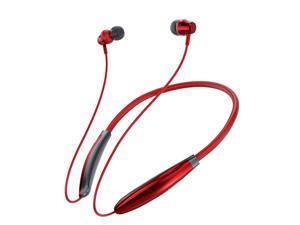 Gemdeck Bluetooth Headphones Neckband Bluetooth Headphones Around The Neck Bluetooth Headphones with Vibrate Red