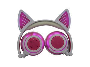 Gemdeck Wireless Headphones Cat Ear Bluetooth Foldable Light Up Headphones Pink