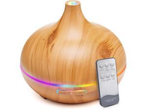 Gemdeck Aromatherapy Diffuser for Essential Oil Large Room Wood Grain Diffusers for Bedroom 3 Timer Settings Cool Mist Humidifier Ultrasonic Diffuser with Soft Light