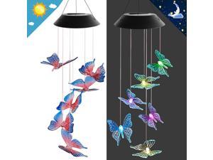 Gemdeck LED Solar Wind Chime Butterfly Light Wind Chime Lamp Hanging Mobile Wind Bell Gift