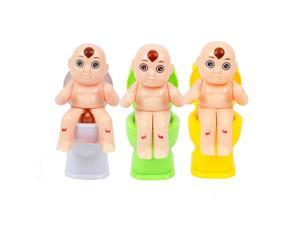 Gemdeck 3pcs Quirt Toilet 3D Doll Sitting on Toilet Water Spray Toy Prank Props Gift