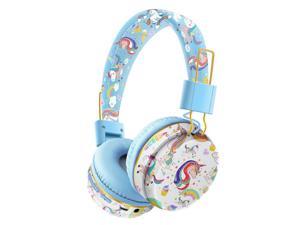 Gemdeck Kids Headphones Wireless headphones for kids Unicorn headphones for girls Bluetooth headphones Blue