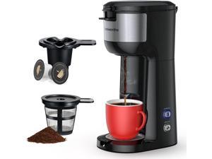 Famiworths Single Serve Coffee Maker for K Cup and Ground Coffee 6 to 14 Oz Brew Sizes Fits Travel Mug Mini One Cup Coffee Maker with Selfcleaning Function Black