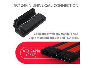 ATX 24-Pin Female to 24pin Male 90 Degree Angled Adapter Mainboard Motherboard PC Power Cable Adapter for Desktop PC Computer ATX 24-Pin Female to 24pin Male 90 Degree Angled Adapter Mainboard Motherboard PC Power Cable Adapter for Desktop PC Computer