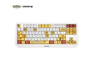 CHERRY MX 1.0 POKEMON Pikachu Collaboration Gaming Mechanical Keyboard Red Switch, 87 Keys PBT Keycaps, POKEMON Keyboard,Yellow/White Keyboard
