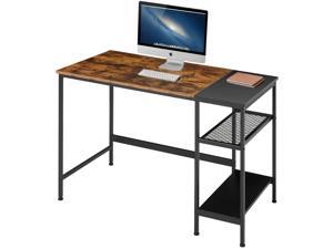 Industrial Computer Desk with Storage Shelves, 47 inch Modern Sturdy Writing Desk, PC Table with Grid Drawer, Home Office Desk Workstation for Home Office, Vintage Industrial Computer Desk with Storage Shelves, 47 inch Modern Sturdy Writing Desk, PC Table with Grid Drawer, Home Office Desk Workstation for Home Office, Vintage