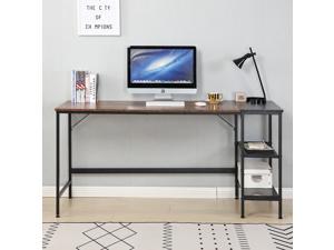 Erommy 62 inch Industrial Computer Desk with Storage Shelves, Modern Sturdy Writing Desk, PC Table with Grid Drawer, Home Office Desk Workstation for Home Office