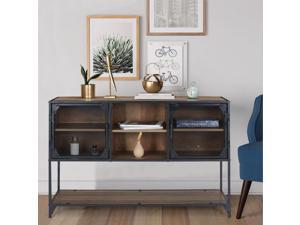 Erommy Kitchen Storage Cabinet,Dining Room Buffet with Metal Mesh Doors,Console Table with Cupboards and Adjustable Shelves,for Living Room, Entry,Bedroom,Rustic Brown