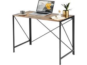 Erommy 39 Inch Folding Desk, Computer Desk Simple Study Table Writing Desk for Home Office with Smart Modern Design Black Frame
