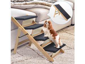 Erommy 4-Step Pet Stairs, 2-in-1 Dog Steps & Ramp with Nonslip Surface and Foldable Wood for Puppy to Large Dog