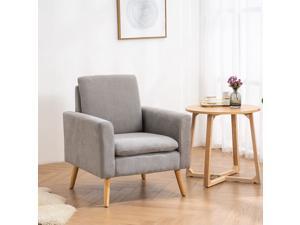 Erommy Living Room Chairs, Comfortable Accent Chairs With Solid Wood Legs and Fabric Upholstered, Gray