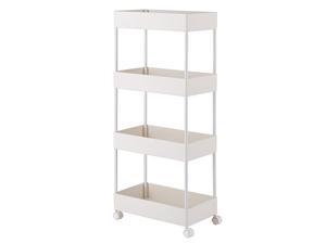 Balight 4 Tier Slim Storage Cart Kitchen Bathroom Mobile Shelving with Moving Wheels White Balight 4 Tier Slim Storage Cart Kitchen Bathroom Mobile Shelving with Moving Wheels White