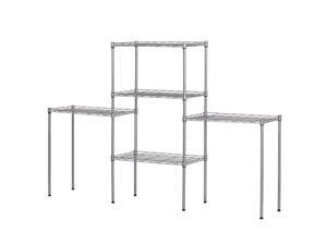 Balight 5-Tier Layer Shelf Adjustable Assembly Floor Standing Carbon Steel Storage Rack Silver Balight 5-Tier Layer Shelf Adjustable Assembly Floor Standing Carbon Steel Storage Rack Silver