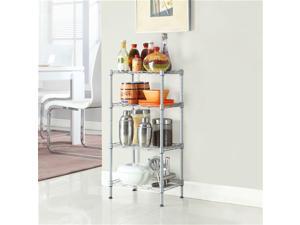 Balight Rectangle Carbon Steel Metal Assembly 4-Shelf Storage Rack Silver Gray Balight Rectangle Carbon Steel Metal Assembly 4-Shelf Storage Rack Silver Gray