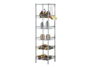 Balight Carbon Steel 6 Layer Kitchen Storage Rack Floor Type Living Room Storage Rack Bathroom Storage Rack With Hook Silver Gray Balight Carbon Steel 6 Layer Kitchen Storage Rack Floor Type Living Room Storage Rack Bathroom Storage Rack With Hook Silver Gray